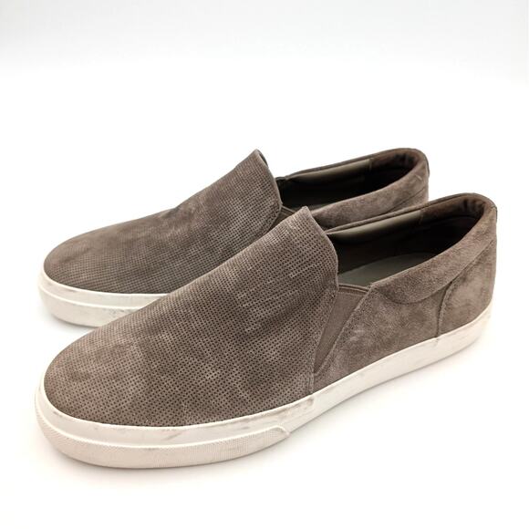 Vince Fletcher Suede Slip-On Sneakers Shoes Men's Flint Beige Size US8.5M EU42 - Picture 1 of 12